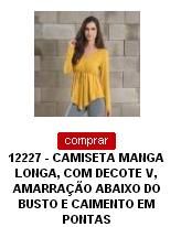 12227 - Camiseta Decote V Manga Longa