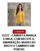 12227 - Camiseta Decote V Manga Longa