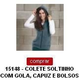 15148 - Colete Soltinho com Bolsos e Capuz